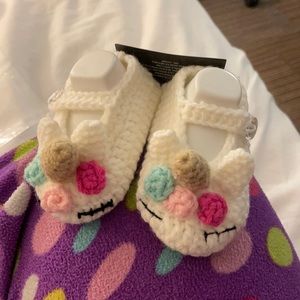 Handcrafted crotched unicorn baby booties